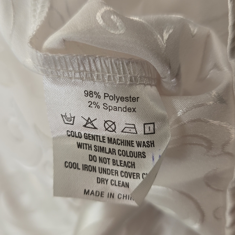 Zeroyaa White Patterned Siky Button Down Blouse O… - image 7